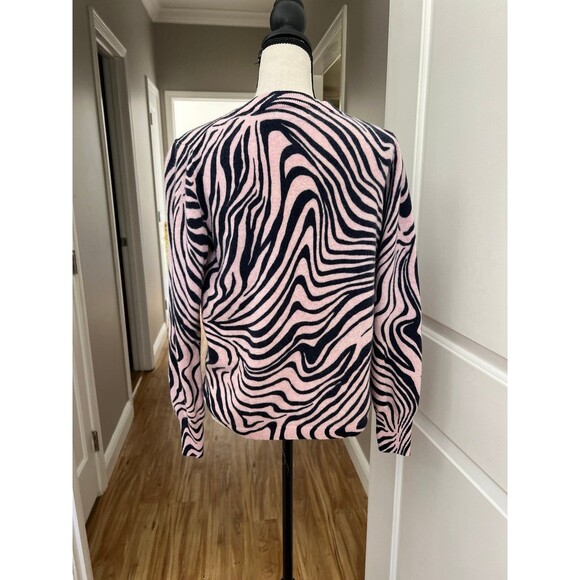 J Crew Sweater Womens Large pink/blue100% Cashmere Striped Animal Print - Picture 3 of 4